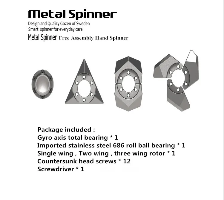 Ручной Спиннер DIY металлический для повседневного использования Tri Spinner из