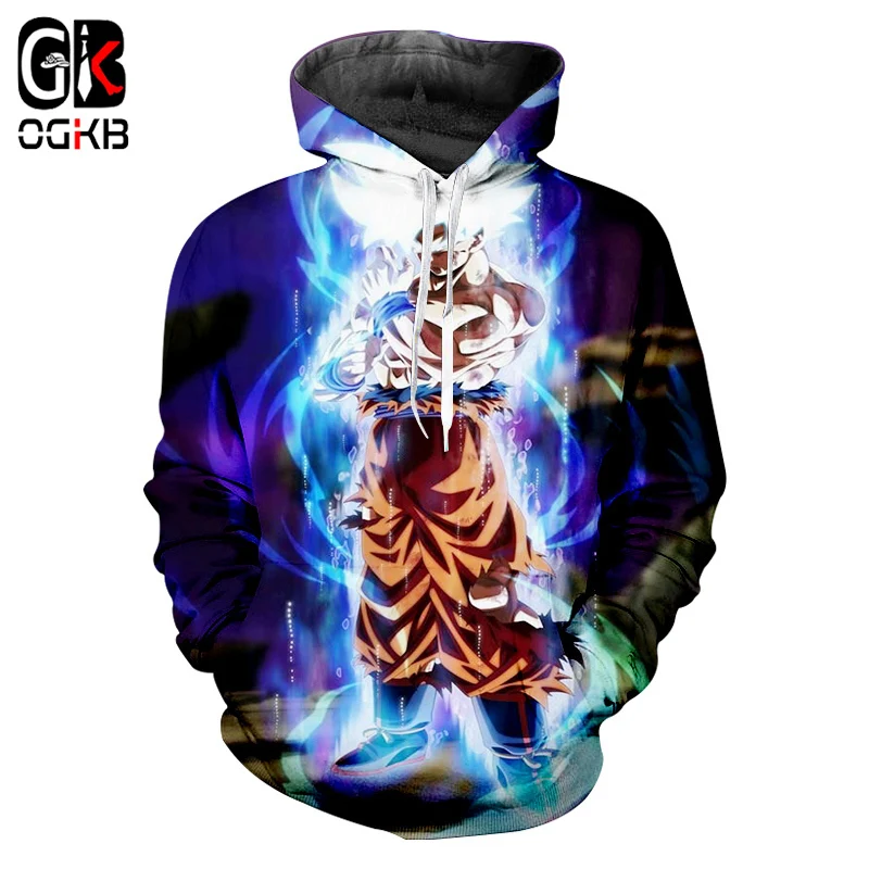 OGKB Dragon Ball Z Son Goku Модные мужские 3d толстовки с крутым принтом Мужские пуловеры толстовка с большим карманом свитшоты 6XL аниме косплей