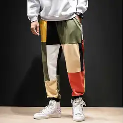Лоскутные цветные штаны-шаровары мужские 2019 мужские уличные Беговые брюки в повседневном стиле Мужские Модные Винтажные хлопковые