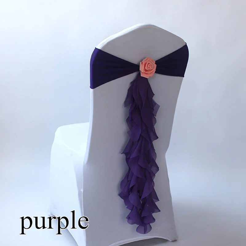 Дорогой 10 шт свадебный chivari стул створки ленты из спандекса на стулья спандекс стул створки стрейч лайкра стул ленты змея - Цвет: purple