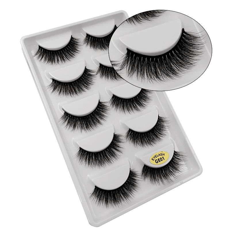 SHIDISHANGPIN 5 Pairs Mink False Eyelashes Natural Long 3D Mink Lashes Fluffy Eyelash Extension 1 box Makeup Full Strip Lashes