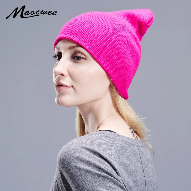 Autumn Winter Solid Black Beanie Hats Solid Ski Hat Knitted Skuilles