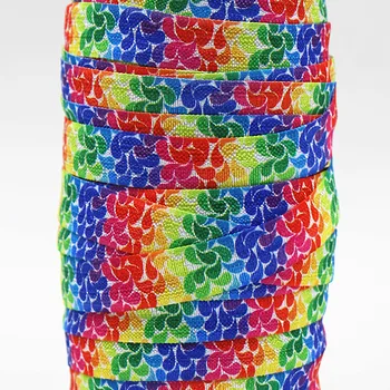

Q&N ribbon wholesale/OEM 5/8inch 150409011 printed folded over elastic FOE 50yds/roll Hair Tie Headband DIY Sewing