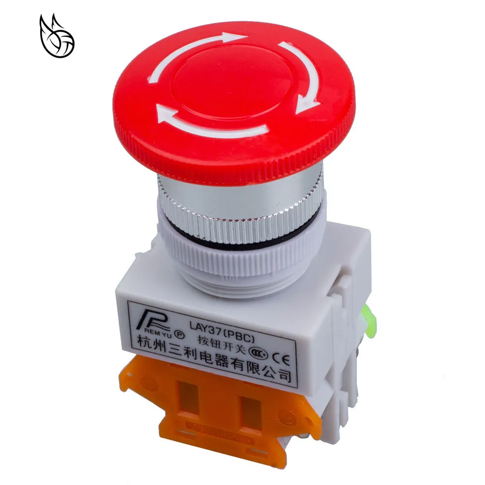 

Red Mushroom Cap 1NO 1NC DPST Emergency Stop Push Button Switch AC 660V 10A