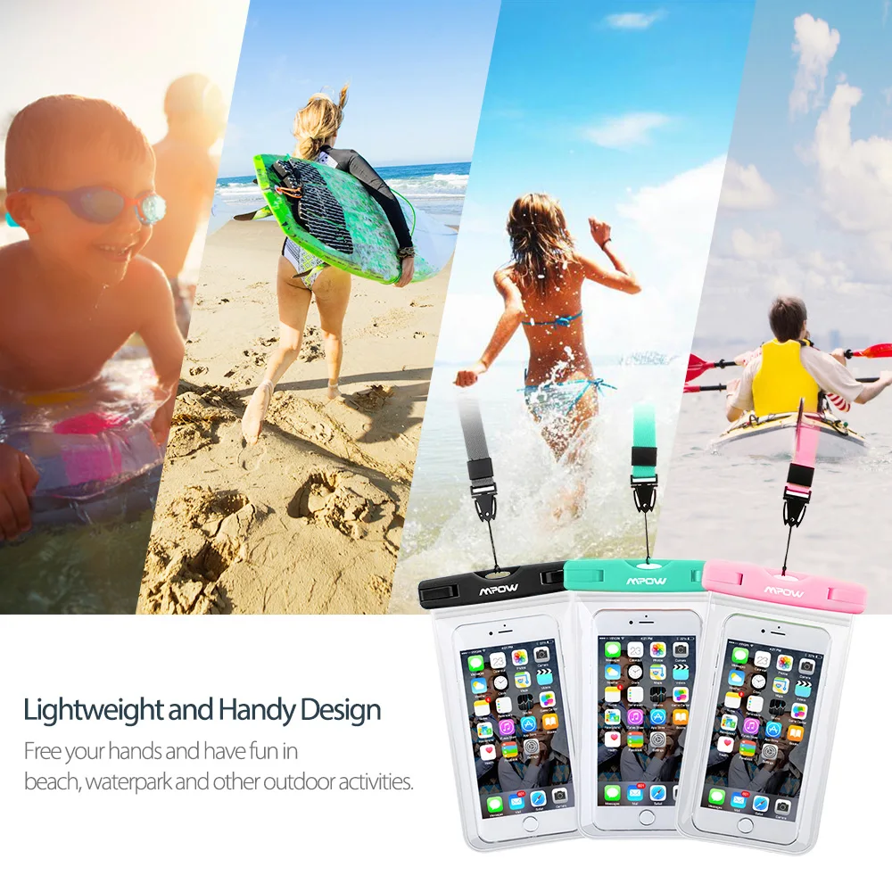 3PCS MPOW Universal Waterproof Bag Case Dust-proof Underwater Swimming Cell Phone Pouch for iPhone for Samsung for Xiaomi 13