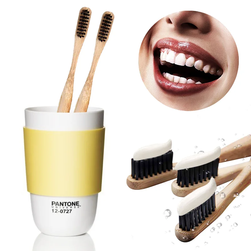 2 PCS Low carbon Eco friendly Adult Toothbrush Soft Bristle Natural