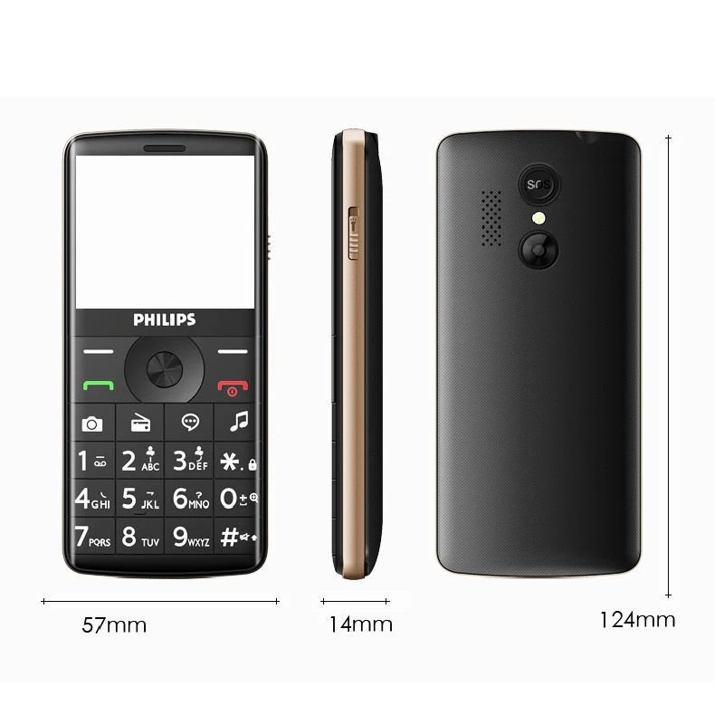 Оригинал Philips E209J клавиатура телефон MTK 2 0 дюймов 1600 мАч батарея FM радио Поддержка