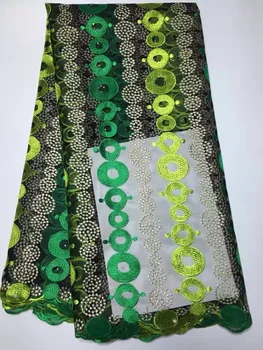 

African Lace Fabric 2017 Embroidered Nigerian Laces Fabric Bridal High Quality French Tulle Lace Fabric For Women D10592 GREEN