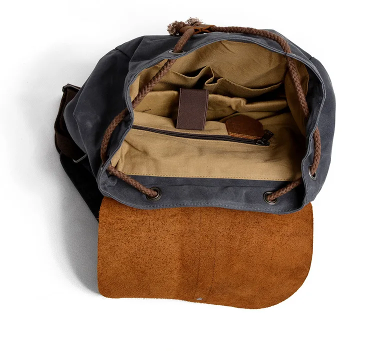 GRANDE CAPACITÉ de Woosir Sac à dos pour ordinateur portable en cuir et toile imperméable