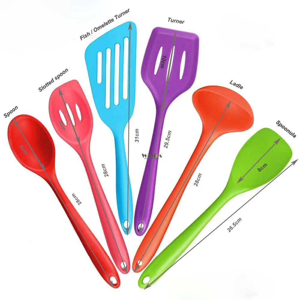 WALFOS набор из 6 силиконовых разноцветных кухонных принадлежностей для выпечки, кухонные принадлежности, инструменты для приготовления пищи