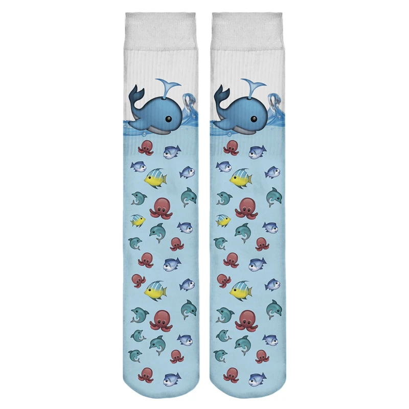 Hot Sale New Harajuku Women font b Socks b font Funny 3D Full Print Emoji Fish