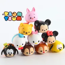 10 pcs Tsum Tsum mini lot Minnie mouse Mickey mouse Winnie Dumbo figures PVC dolls 4cm color box for gifts free shipping