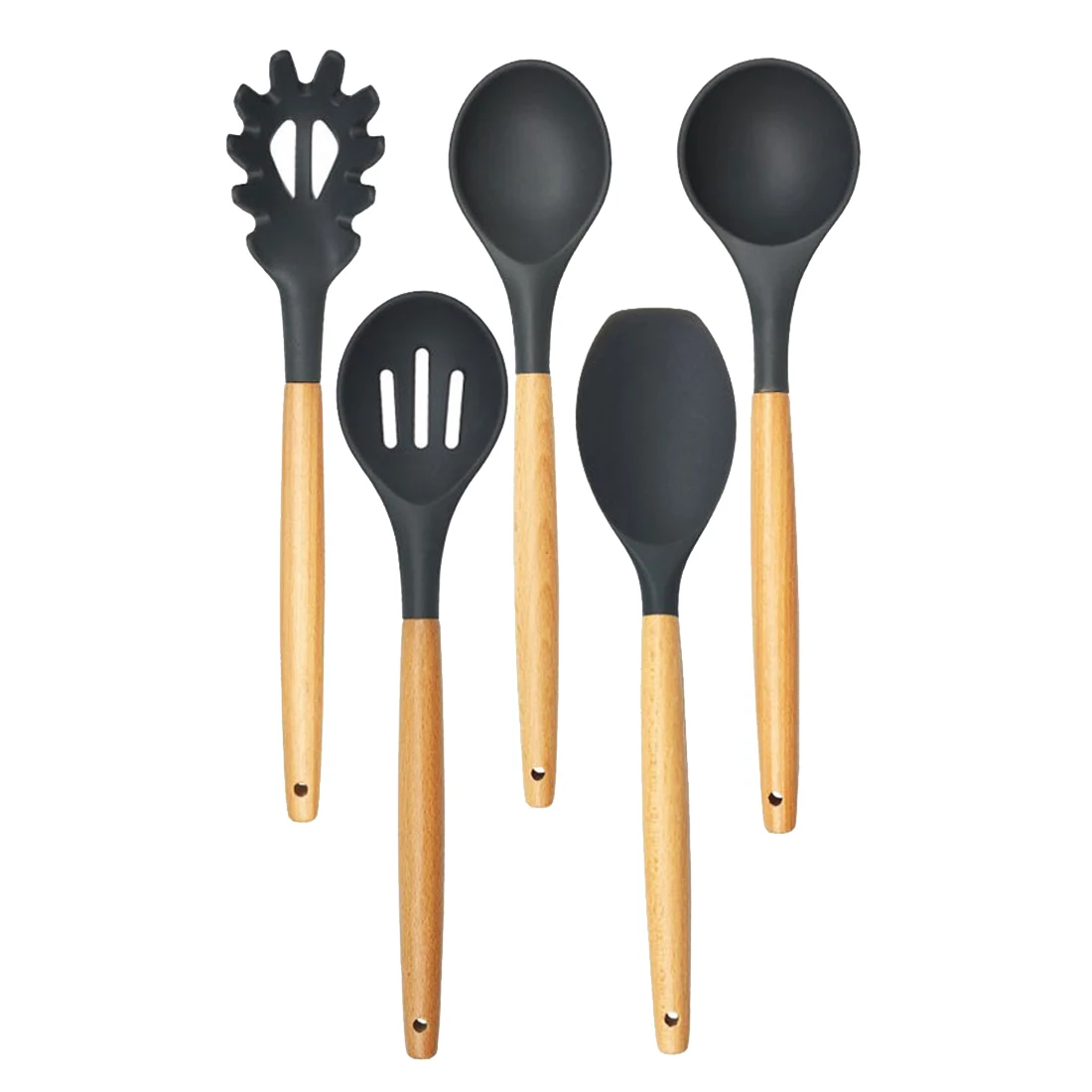 Kitchen Accessories Cooking Tools Dark Gray Silicone Cooking Tool Set