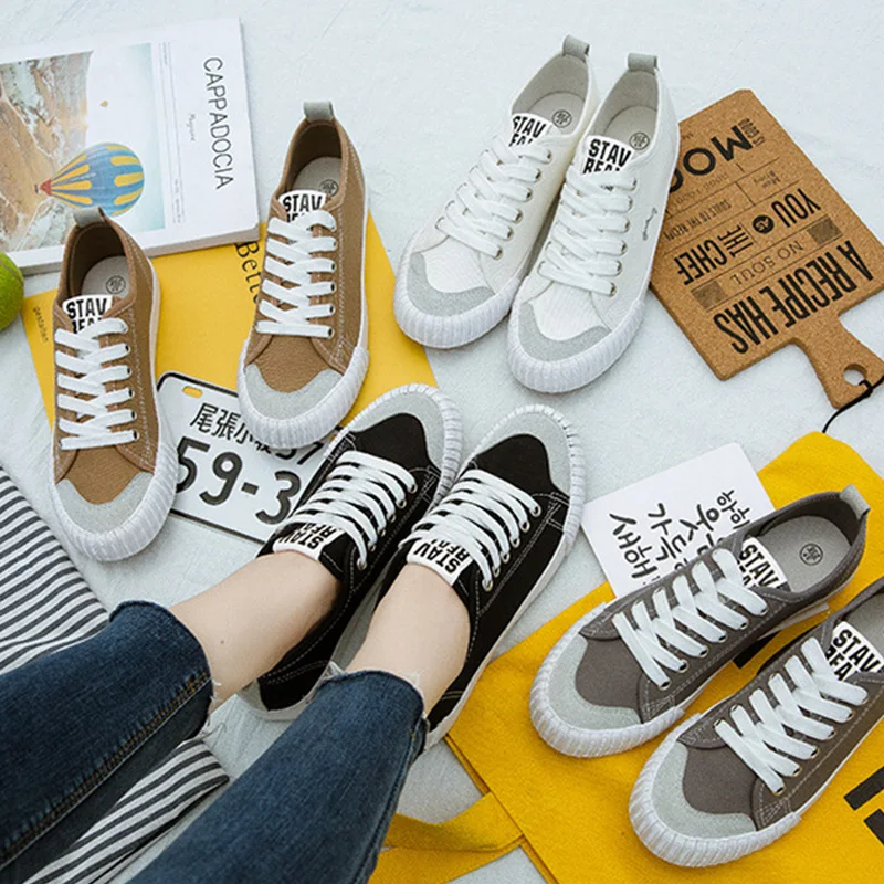 

2019 Spring Canvas Shoes Women Flats Breathable Women Casual Shoes Cloth Footwear Fashion Women Shoes A812