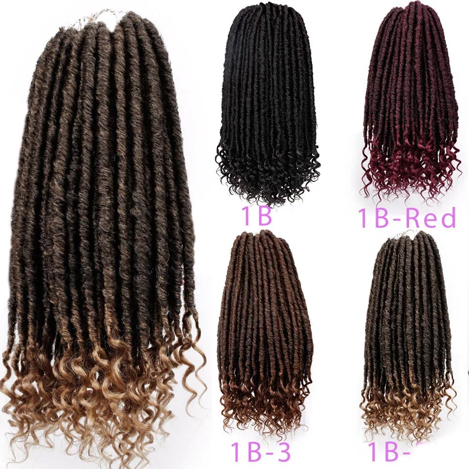 Goddess Locs Crochet Hair Faux Locs Synthetic Braiding Hair Extensions 18 inch Soft Natural Kanekalon Hair