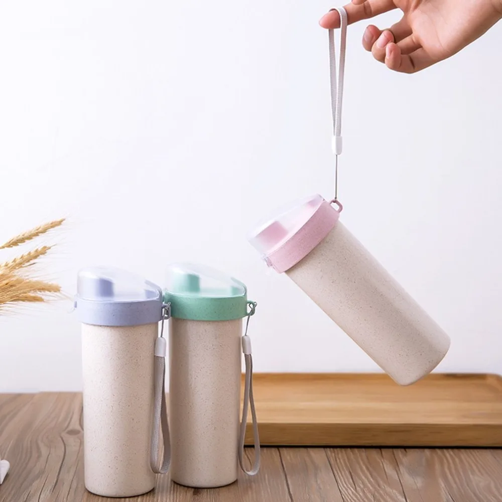 

400ml Portable Sports Plastic Cup Outdoor Wheat Wheat Straw Insulated Thermos Cups Coffee Mug Travel Drink Bottle