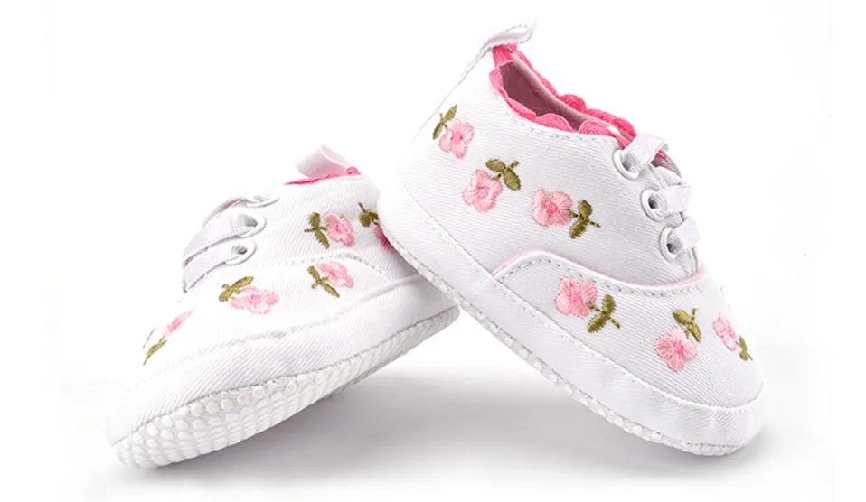 Baby Girl Shoes White Lace Floral Embroidered Soft Shoes First Walker Shoes