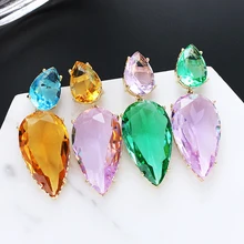Large Water Drop Stone Earrings Personalized Carrot Design Asymmetry Color Zircon Stone Fashion Drop Earrings for Women Girls Large Water Drop Stone Earrings Personalized Carrot Design Asymmetry Color Zircon Stone Fashion Drop Earrings for Women Girls