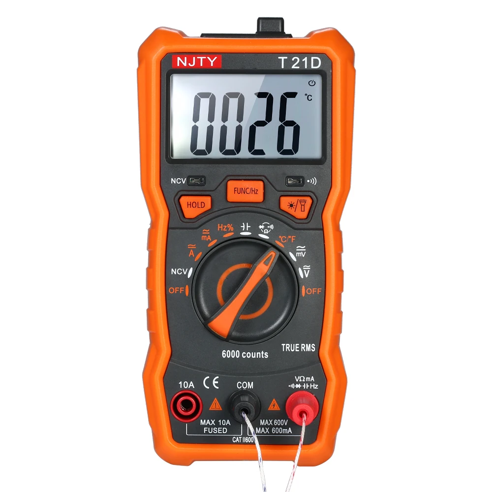 

NJTY Mini Digital Multimeter 6000 Counts Multi-functional Non Contact True RMS Multi Meter Voltmeter Ammeter Ohmmeter Measuring
