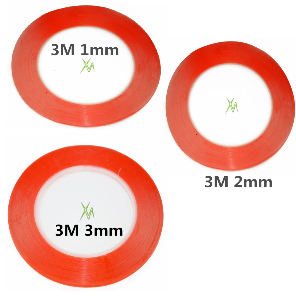 Смешанный Размер 1 мм 2 мм 3 мм 3 м двусторонняя клейкая лента красного цвета для мобильного телефона панель ЖК-дисплей экран Ремонт корпус