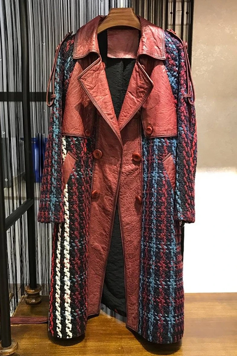 Куртка из натуральной кожи, женская верхняя одежда, Весенняя Осенняя зимняя куртка, Корейская винтажная длинная куртка, Женская куртка Abrigo Mujer ZT1745