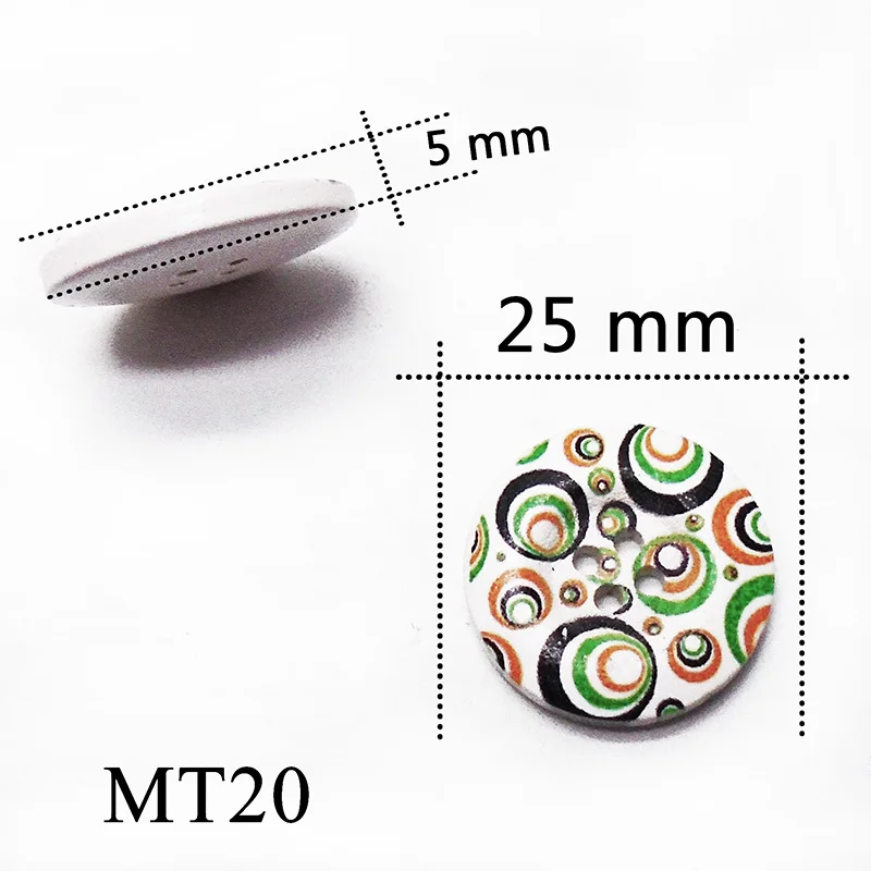 ZIEENE, 5 шт.-40 шт., Хит, 14 цветов, круглые деревянные пуговицы 25 мм, сделай сам, рукоделие, шитье, Скрапбукинг для шляпы, пальто для детей, 4 отверстия - Цвет: MT20