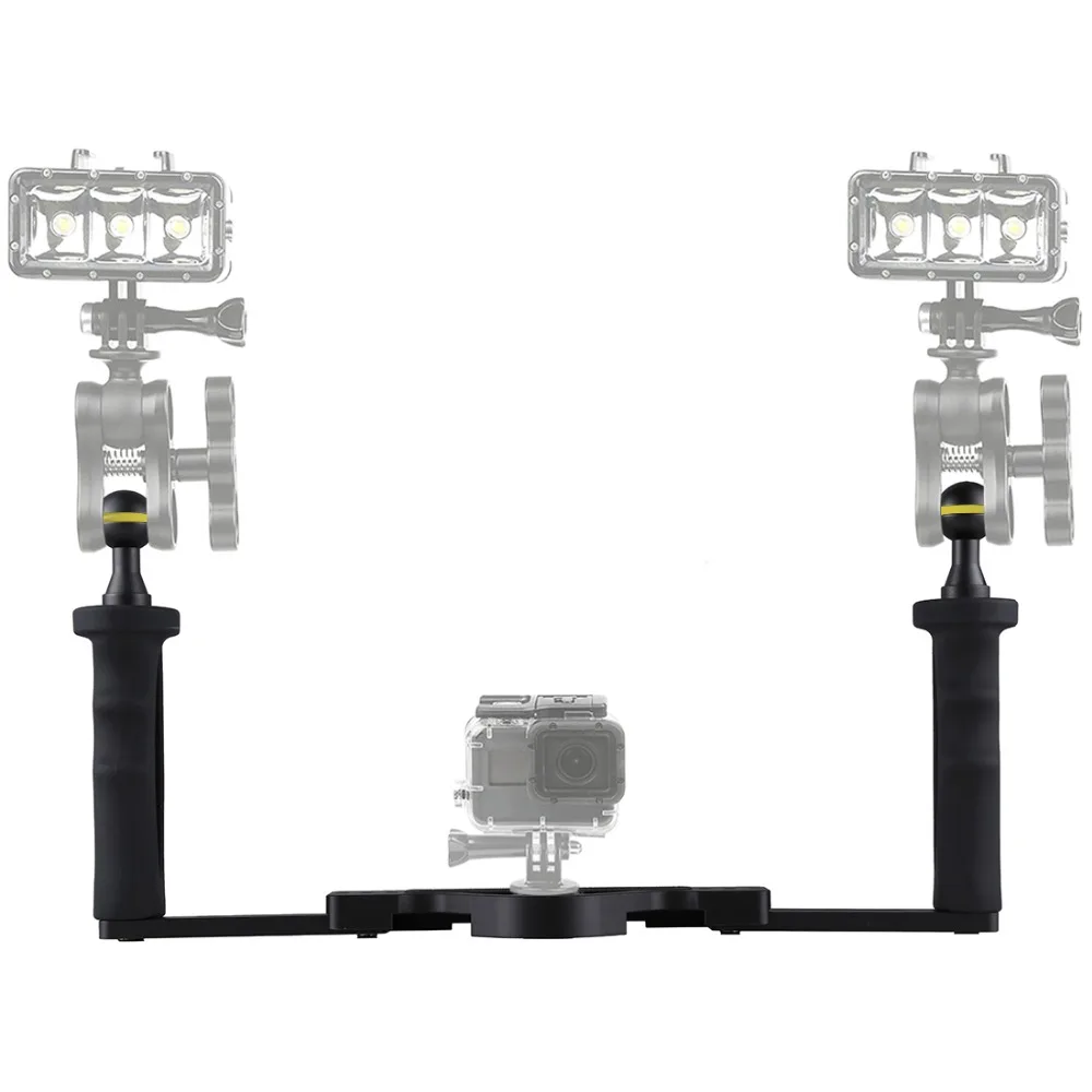 Alça da Bandeja de Alumínio Caixa da Câmera Subaquática de Mergulho Montar a Bandeja para Gopro Rig para Case Puluz Dupla Estabilizador Câmera Smartphones - Image 5