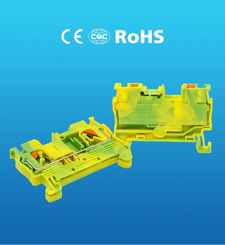 10 шт. PT-2.5PE вместо Феникса контактной земляной пружины подачи через соединение толчок в din-рейку клеммный блок PT2.5-PE