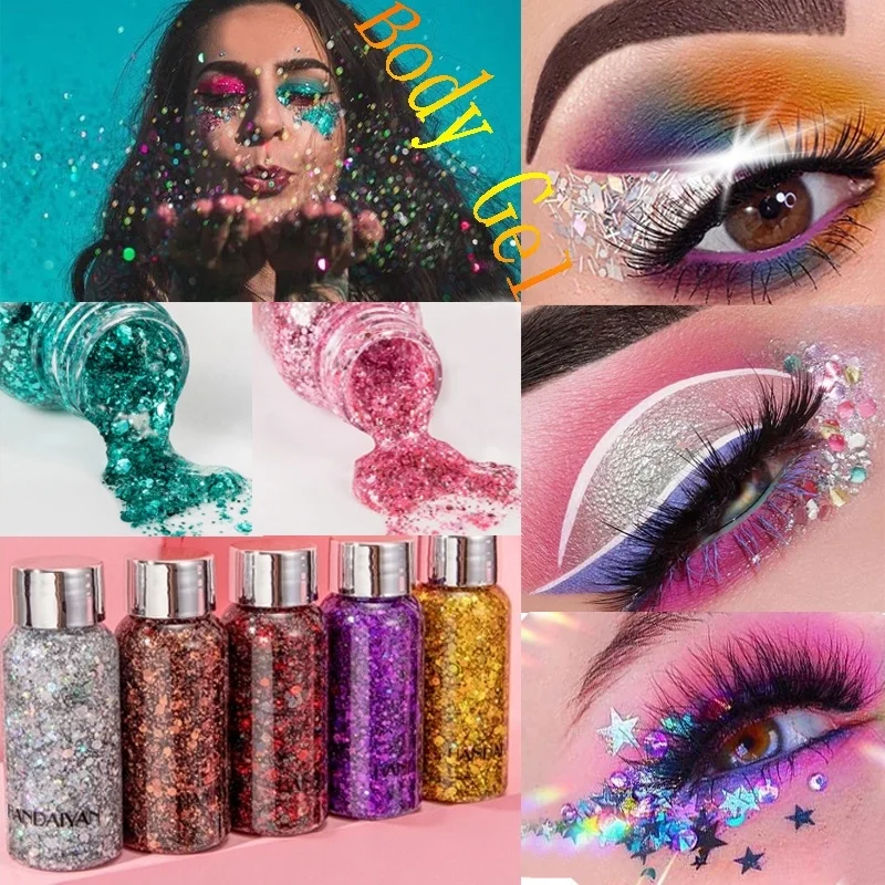 

1PC Eye Glitter Nail Hair Body Face Glitter Gel Art Flash Heart Loose Sequins Cream Festival Glitter Decoration Party Festival