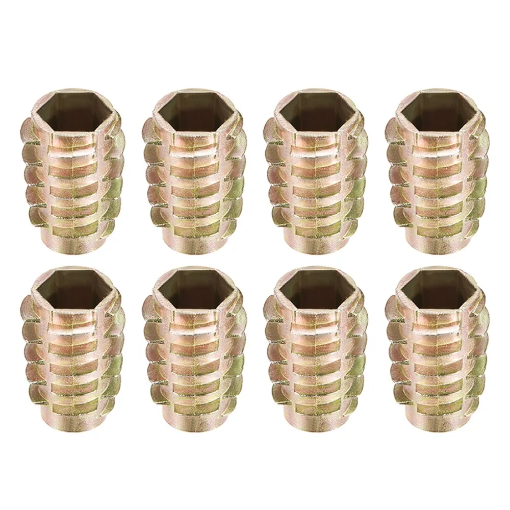 

Uxcell 8pcs/lot Threaded Insert Nuts M10 Internal Thread 24mm Length Hex Drive Inserts Hex-Flush Zinc Alloy Furniture Nut M10x24