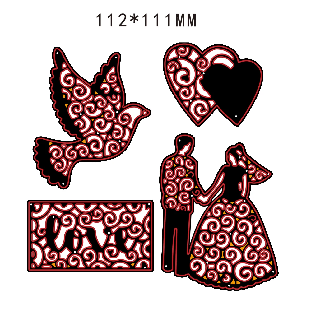 

Hemere Love Bird Couple Men Women Wedding Metal Cutting Dies Scrapbooking DIY Embossing Craft Stencils Paper Card Making