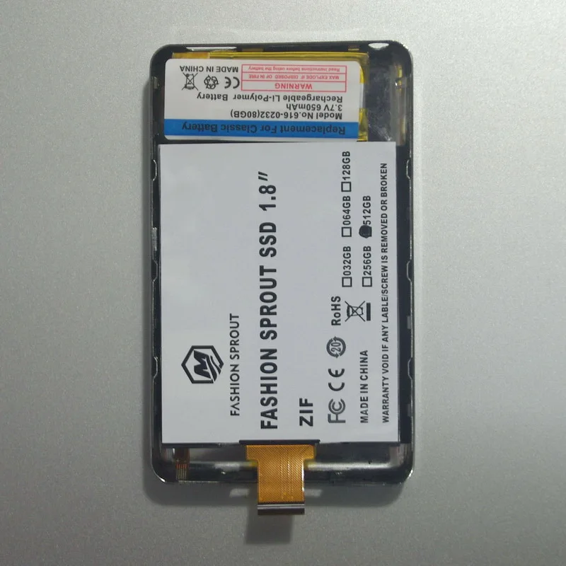 Для iPod classic 7.5th 2.0.5 ver 512GB 1," SSD чип с Чехол Замена батареи для MK1634GAL