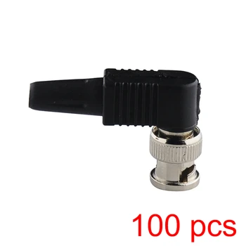

100x Solderless BNC Male Plug pin RG59 Right Angle Connector for CCTV Camera