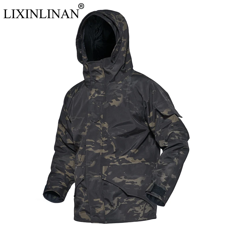 

Outdoor Keep warm waterproof Men's Tactical Jacket Hunting Hiking Two-piece Detachable Mountaineering Suit Fleece Fishing Suit