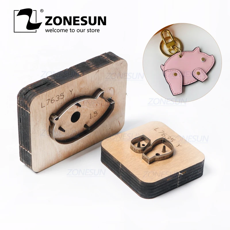 

ZONESUN Custom Leather Pig Die Cuts For Handmade Key Ring DIY Key Chain Hang Decoration Cutting Clicker Die Steel Rule Die