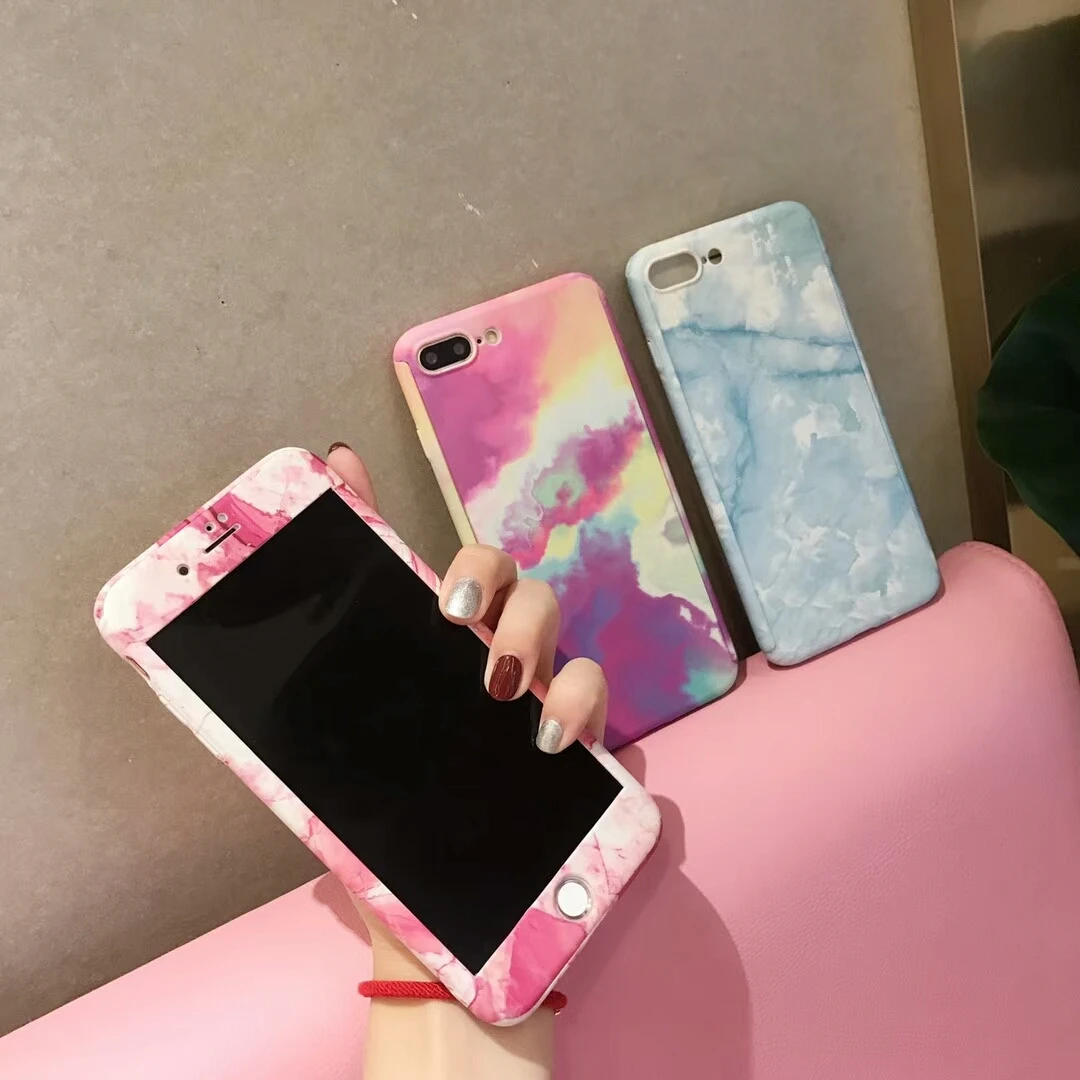 

Fashion Marble Stone Painted Hard Case Cover For iPhone X 6 6S 7 8 Plus 5 5S SE 360 Degree Full Body Protect Plastic Anti-knock