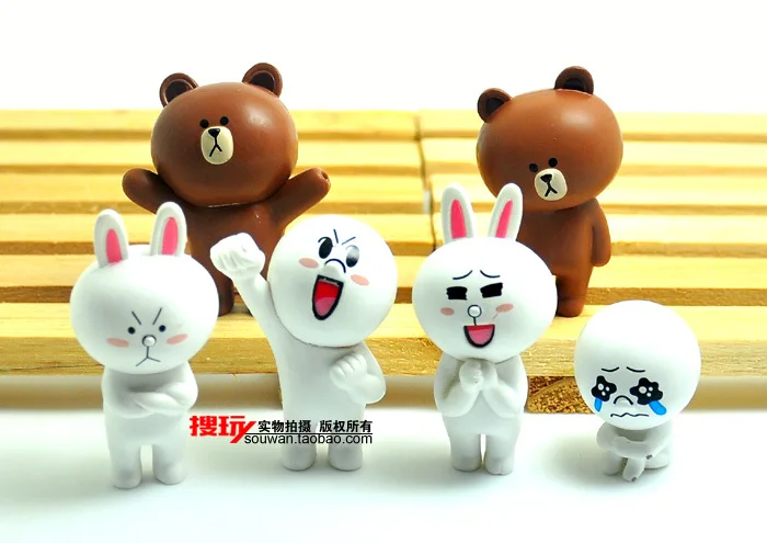 Line Town Apps Brown Bear Cony Rabbit Figures Toys 6 Pcs Set Cartoon Anime Toy Element Figure Hot Toysfigure Free Aliexpress