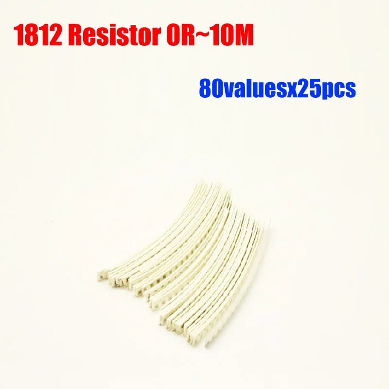 

1812 SMD Resistor 80valuesx25pcs=2000pcs Resistor Kit 0R~10M Assorted Kit