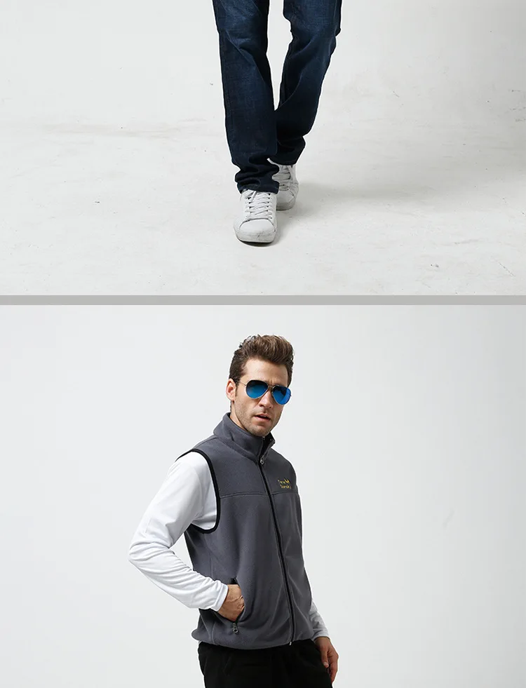 Мужской зимний флисовый теплый жилет, мужская одежда без рукавов для ...