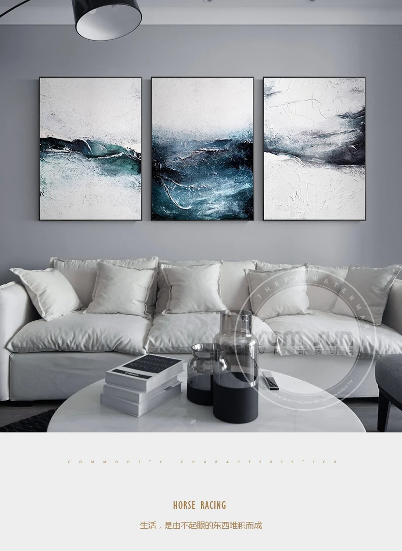 Nordic Style Dark Blue Powder Dust Poster And Print Abstract Canvas Painting Fashion Wall Art For Living Room Bedroom Home Decor