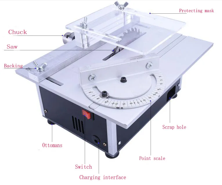 Speed Adjustable DIY Miniature Table Saws DIY Carpentry Chainsaw Small Cutting Machine Model saw w/ Cutter Polisher Function