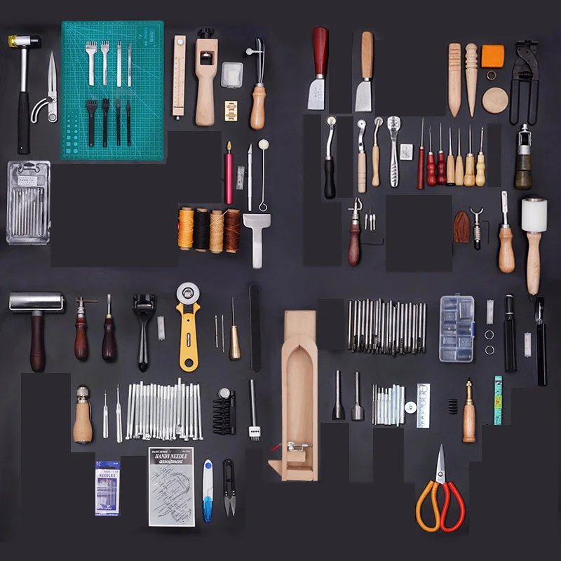 

Leather Craft Tools Leather Sewing Tools Kit Including Basic Hand Stitching Sewing Tools, Groover Awl Waxed Thimble Thread