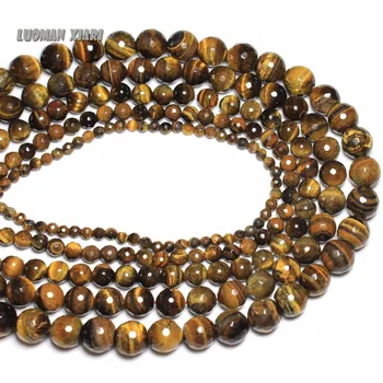 

Wholesale AAA+ Faceted Tiger's eye Natural Stone Beads For Jewelry Making Bracelet DIY Material 4/ 6/8/10/12 mm Strand 15.5''