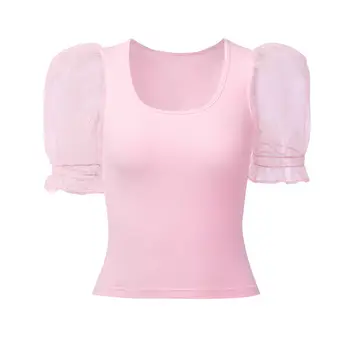 

Casual Beachwear Mesh Women's Cropped Tops Solid Tee Casual T-shirts Mesh Short Sleeve Blouse Top Cropped Tops Solid Tee