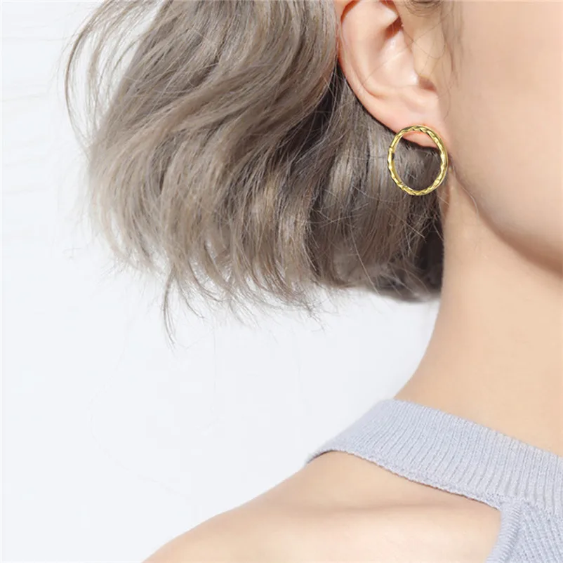

Solid 925 Silver Stud Earrings For Women Office Round Circle Minimalist Fine Jewelry Simple Design Brincos Accessories