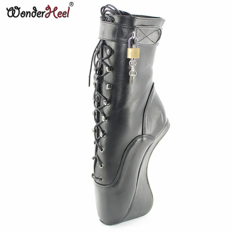 Wonderheel padlocks ankle ballet boots 18cm/7" wedges heel BALLET short