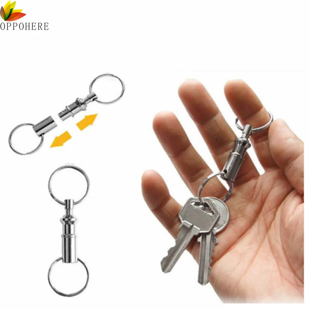 

OPPOHERE 1PC Convenient Detachable Removable Pull Apart Quick Release Keychain Key Ring For Men Women Metal keychain Accessories