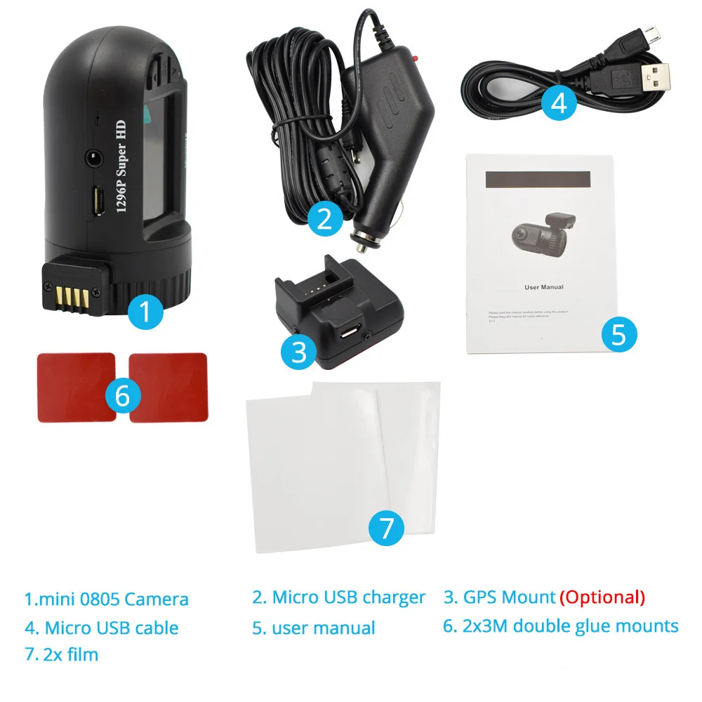 Arpenkin Mini 0805 Dash Cam Car DVR Camera Ambarella A7LA50 Super HD 1296P Recorder Motion Detection G-sensor GPS Logger DVR