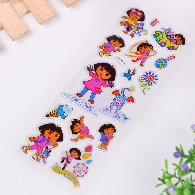 6 листов 3D Дора объемные наклейки Переводные рисунки наклейки на стену для детей подарок Пуффи награда Блокнот Наклейка украшение этикетки
