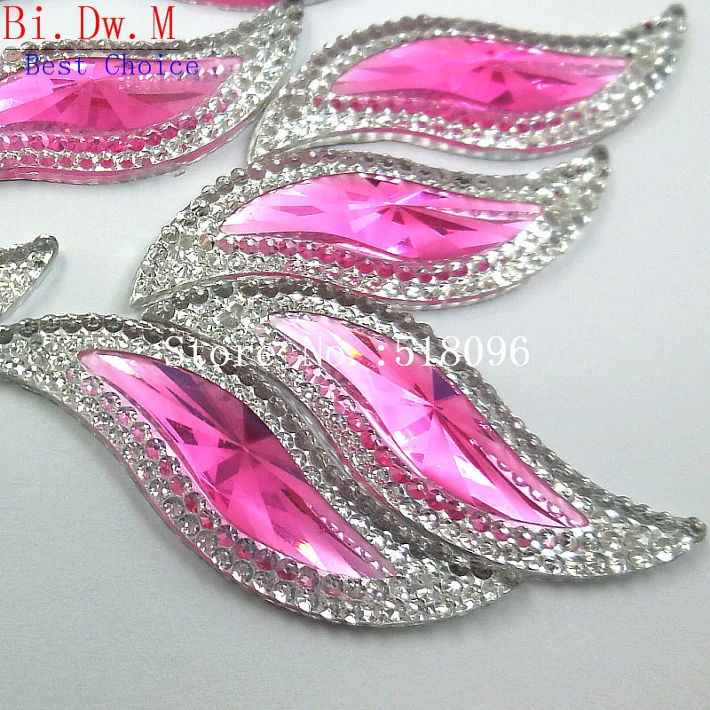 

Eye-Catching Pink 14x47mm S shape Rhinestones Sew On Stones and Crystals Strass Crystal For Sewing Accessories Costumes Charms